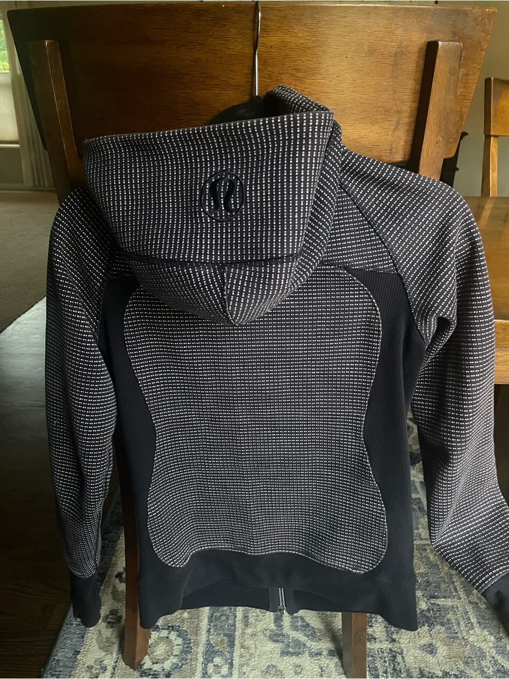 Women's lululemon Scuba Zip-Up Hoodie, Navy with dots and iridescent zipper